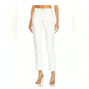 NWT FRAME Woman LE ITALIEN True Straight Cream Jeans Size 28